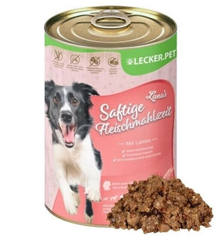 Lyra Pet Lecker.Pet Luna's Saftige Fleischmahlzeit mit Lamm Hundefutter Nassfutter 18x400 g