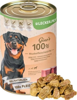Lyra Pet Lecker.Pet Gino's 100 % Muskelfleischwürfel Rind & Schwein Hundefutter Nassfutter 6x400 g