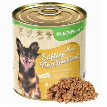 Lyra Pet Lecker.Pet Josie's Saftige Fleischmahlzeit Sensitiv mit Pute & Reis Hundefutter Nassfutter
