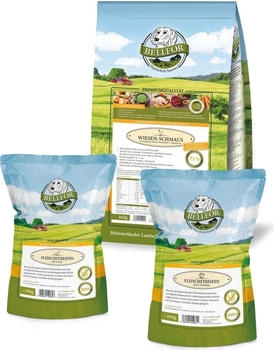 Bellfor Sparset Nr. 3 - Wiesen-Schmaus 10kg + Fleischstreifen Truthahn 100g + Fleischstreifen Ente 100g