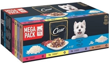 Cesar Mega Pack Portionsbeutel Senior 10+ in Gelee 4 Variet&auml;ten 40x100g