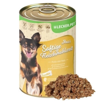 Lyra Pet Lecker.Pet Josie's Saftige Fleischmahlzeit Sensitiv mit Pute & Reis Hundefutter Nassfutter 24x400 g