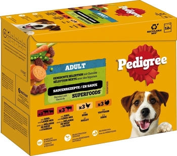 Pedigree Adult Portionsbeutel Gemischte Selektion mit Gemüse in Sauce 4 Varietäten (PEG-474837)