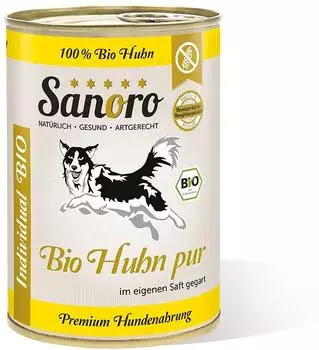 Sanoro Pures Fleisch vom BIO-Huhn mit 5 % Leber 12x400g
