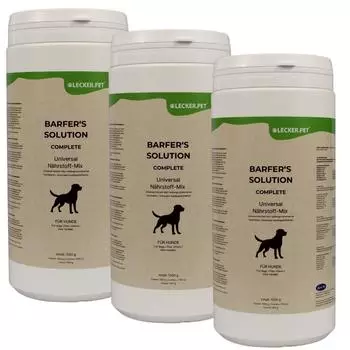 Lyra Pet Lecker.Pet Barfer's Solution Complete Universal Nährstoff Mix Pulver für Hunde 3x1 kg