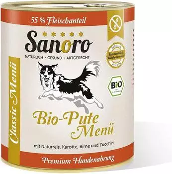 Sanoro Menü Classic von der Bio-Pute mit 55 % Fleischanteil 6x800g