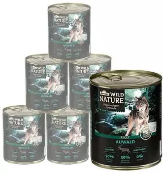 Dehner Wild Nature Nassfutter Auwald getreidefrei Geflügel / Wild 6 x 800 g