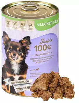 Lyra Pet Lecker.Pet Josie's 100 % Muskelfleisch Rind Nassfutter 18x400 g