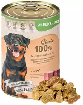 Lyra Pet Lecker.Pet Gino's 100 % Muskelfleischw&uuml;rfel Rind & Schwein Nassfutter 18x400 g