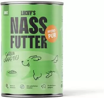 Lucky Heaven Ranch Pferd pur Nassfutter für Hunde 400 Gramm 6 Dosen