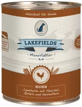 Lakefields Manufaktur Nassfutter Menü Huhn 61% Fleischanteil 12x800g