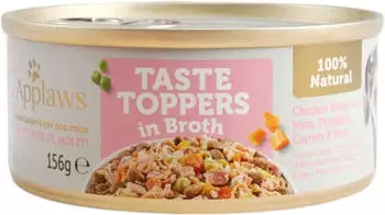 Applaws Taste Toppers Natural Nassfutter für Hunde mit Huhn, Schinken und Gemüse 156g
