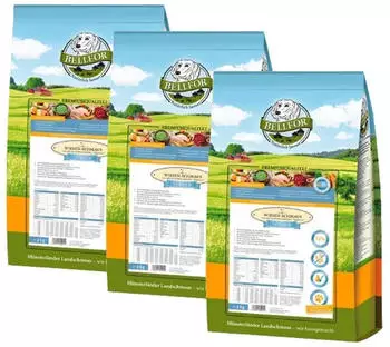 Bellfor Wiesen-Schmaus Junior kaltgepresstes Trockenfutter mit Huhn getreidefrei 3 x 4 kg