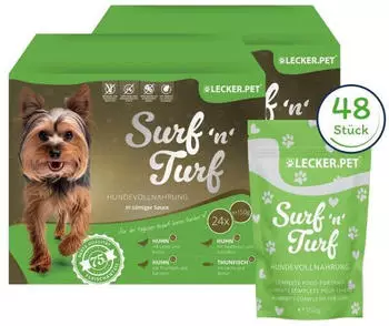 Lyra Pet Lecker.Pet Surf'n'Turf Pouches Nassfutter 4er Mix Multipack