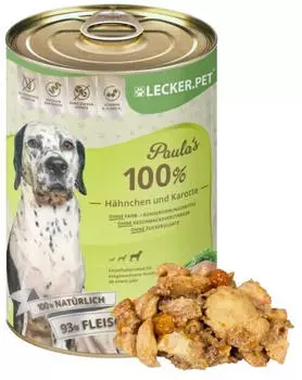 Lyra Pet Lecker.Pet Paula's 100 % H&auml;hnchen und Karotte Nassfutter 24x400 g