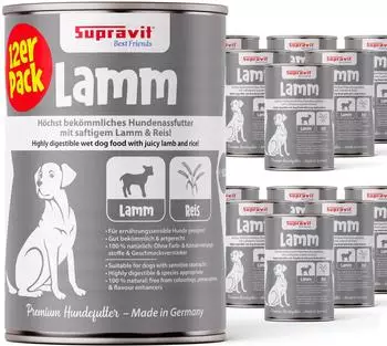 Supravit Hundenassfutter 12 x 410g Lamm