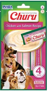 INABA Churu 4P Hundeleckerli mit Huhn- und Lachsgeschmack 4x14g