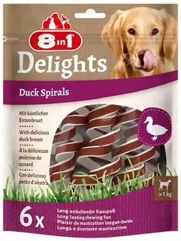 8in1 (73,17 EUR/kg) Delights Duck Spirals 60 g