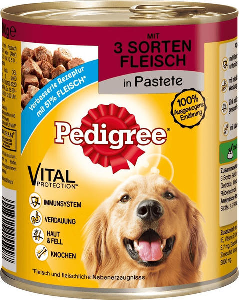 Pedigree Adult Classic 3 Sorten Fleisch in Pastete (800 g)