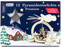 Premium PYRAMIDEN TEELICHTE f&uuml;r Holz-Pyramiden / 12 St&uuml;ck