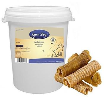 Lyra Dog 5 kg Rinderstrossen Trachea Strossen Luftröhre Kausnack in 30 L Tonne