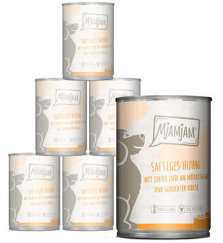MjAMjAM Premium saftiges Huhn mit zarter Ente an Möhrchen undgekochter Hirse 6x400g/800g