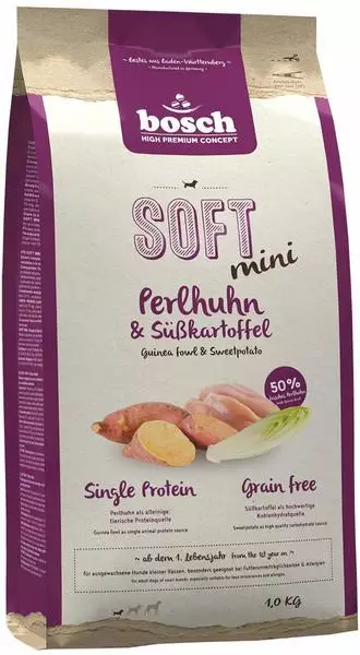 bosch HPC Soft Mini Hund Perlhuhn & Süßkartoffel Trockenfutter 1kg
