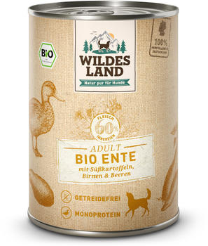 Wildes Land Hundenassfutter Adult Bio Ente mit Süßkartoffeln, Birnen und Beeren 400g