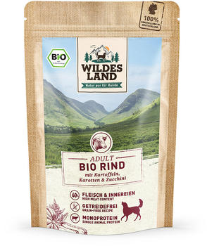 Wildes Land Hundenassfutter Adult Bio Rind mit Kartoffeln, Karotten & Zucchini 10x125g