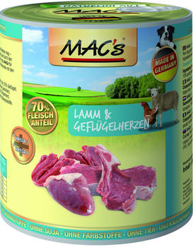 MAC's Dog Lamm & Geflügelherzen Nassfutter 800g