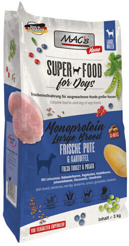 MAC's Dog Adult Trockenfutter Monoprotein Large Breed Pute & Kartoffel Trockenfutter 3kg