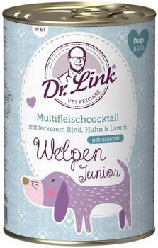 Dr. Link Welpen Junior Multifleischcocktail mit Rind, Huhn & Lamm 400g