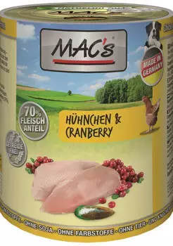 MAC's Hühnchen & Cranberry Hunde-Nassfutter 400g MAC's Hühnchen & Cranberry Hunde-Nassfutter 400g
