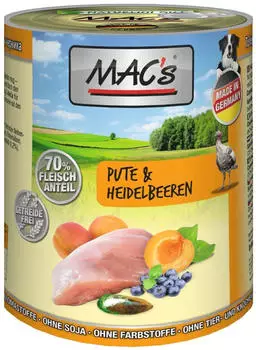 MAC's Dog Pute & Heidelbeere Nassfutter 400g