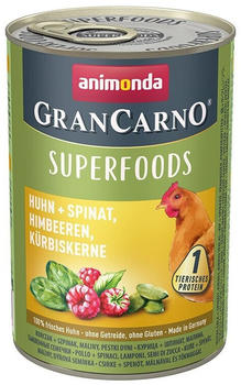 Animonda GranCarno Superfoods Huhn + Spinat, Himbeeren, Kürbiskerne 400g