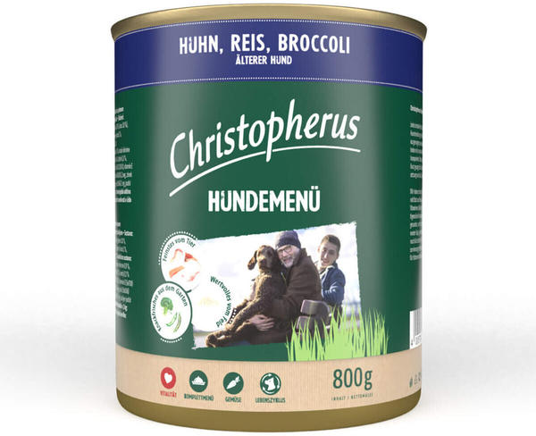Allco Christopherus Hundemenü Senior mit Huhn Reis und Broccoli 800g