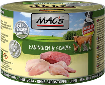 MAC's Kaninchen und Gemüse Hunde Nassfutter 200g