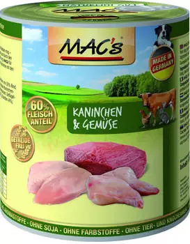 MAC's Kaninchen und Gemüse Hunde Nassfutter 800g MAC's Kaninchen und Gemüse Hunde Nassfutter 800g