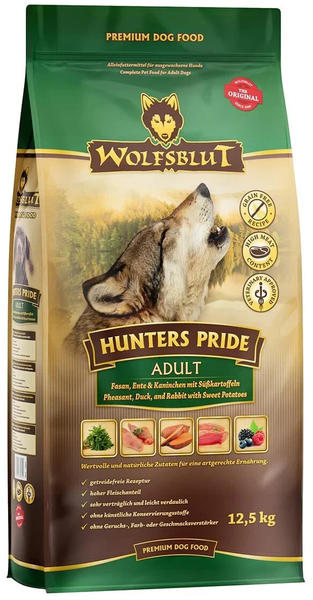 Wolfsblut Hunters Pride Adult Fasan, Ente und Kaninchen mit Süßkartoffeln Trockenfutter 12,5kg
