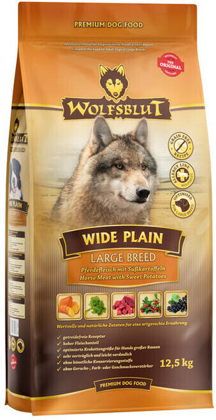 Wolfsblut Wide Plain Large Breed Pferdefleisch mit Süßkartoffeln Hunde-Trockenfutter 12,5kg