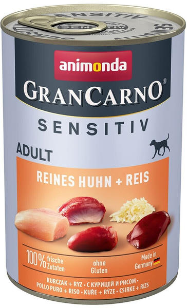 Animonda GranCarno Sensitiv Hund Adult Reines Huhn und Reis Nassfutter 400g