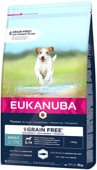 Eukanuba Grain Free Small/Medium Adult Dog Dry ocean fish 3kg