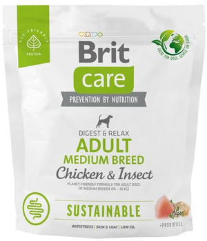 Brit Care Dog Sustainable Adult Medium Breed Trockenfutter Chicken & Insect 1kg