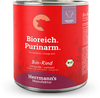 Herrmann's Manufaktur Herrmann's Selection Sensible Hund Nassfutter Bio Rind mit Karotten purinarm 800g