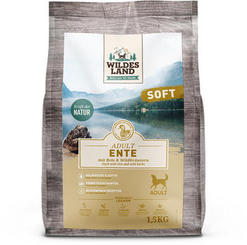 Wildes Land Soft Adult Hunde Trockenfutter Ente mit Reis und Wildkräutern 1,5kg