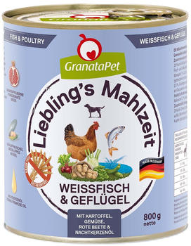 GranataPet Liebling's Mahlzeit Hunde-Nassfutter Weißfisch & Geflügel 800g