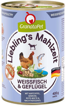 GranataPet Adult Liebling's Mahlzeit Wei&szlig;fisch & Gefl&uuml;gel Hunde-Nassfutter 400g