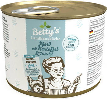 Betty's Landhausküche Sensitiv Hunde-Nassfutter Pferd mit Kartoffel & Distelöl 200g
