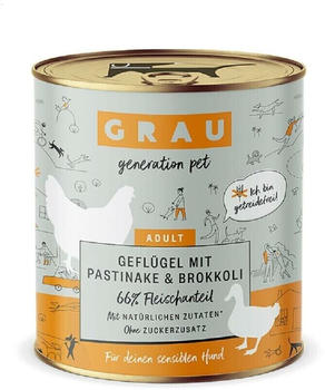 Grau Adult Hunde-Nassfutter Gefl&uuml;gel mit Pastinake & Brokkoli 800g