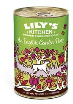 Lily's Kitchen Eine englische Gartenparty Hunde-Nassfutter mit Huhn, Kartoffeln & Erdbeeren 400g
